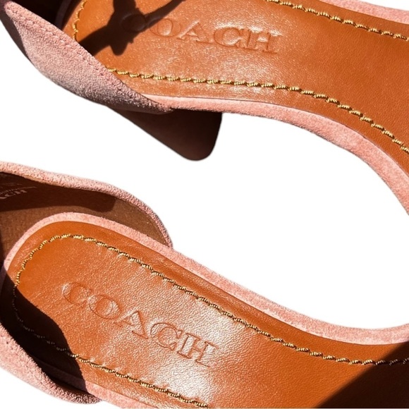 🌻NEW Coach Link Pink Peony Suede Ankle Strap Sandals Size 8 w/ Box + Shoe Bag - Picture 9 of 13